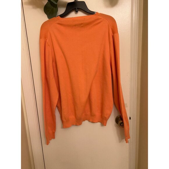 Polo Ralph Lauren Sweater Men XL Orange Pima Cotton V Neck Knit Lightweight/Prep - Picture 5 of 11
